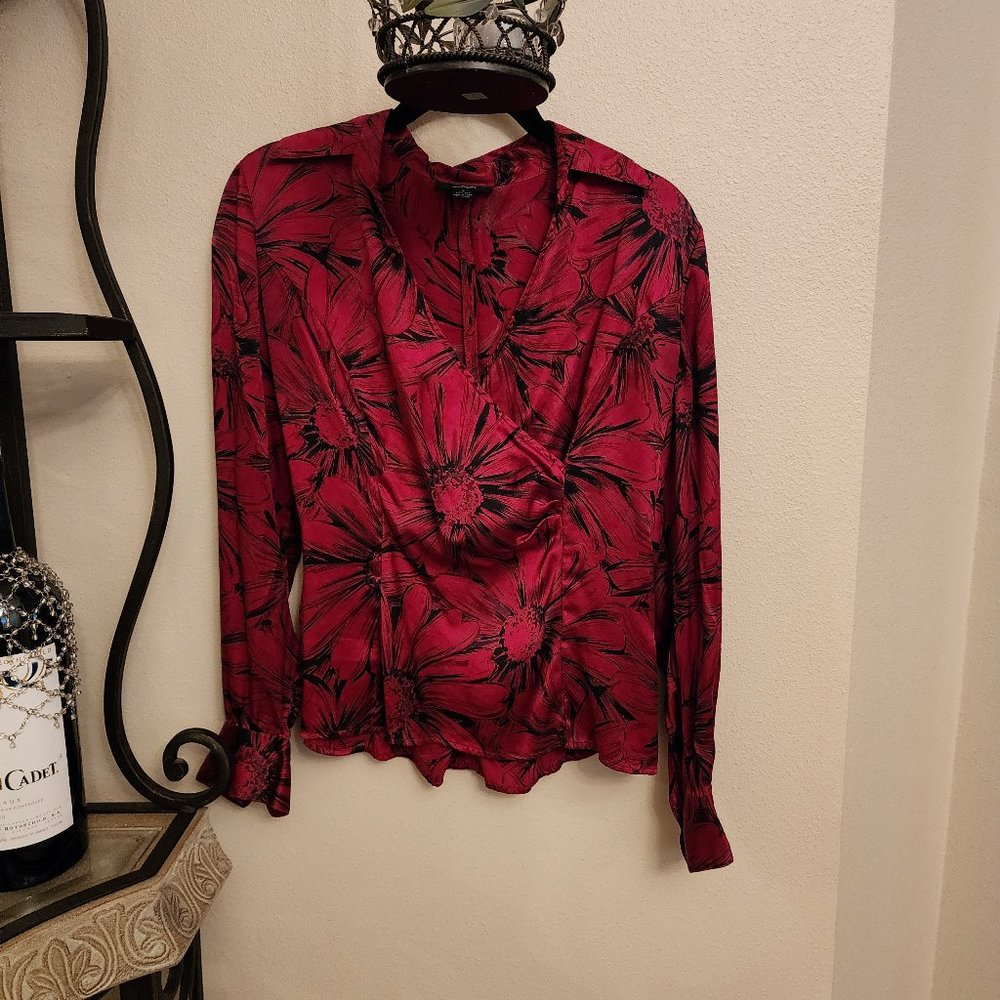 Alfani V-Neck Floral Print Long Sleeve Top